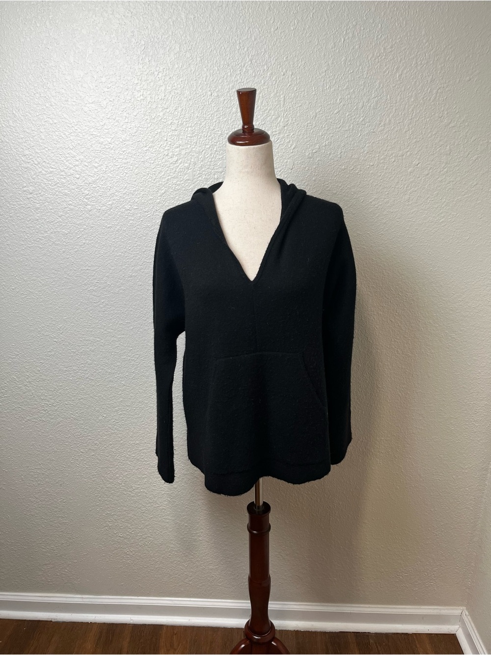 Kokun Black Cashmere/Wool Hoodie Sweater Size M